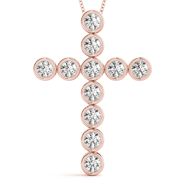 Rose Gold Diamond Cross Pendant | Religious Jewelry