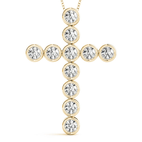 Diamond Religious Cross Pendant - 14K Yellow Gold