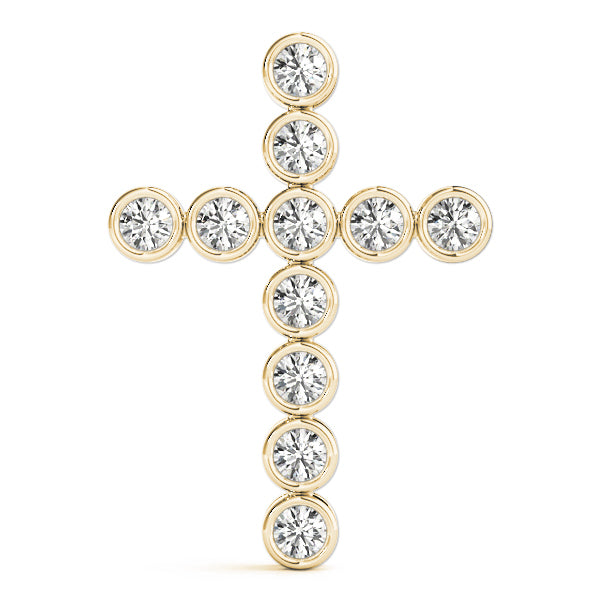 Diamond Religious Cross Pendant - 14K Yellow Gold