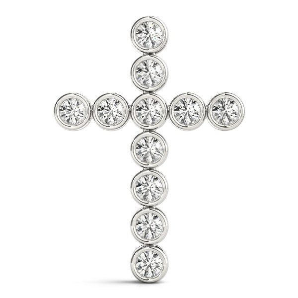 14K White Gold Diamond Cross Pendant Jewelry
