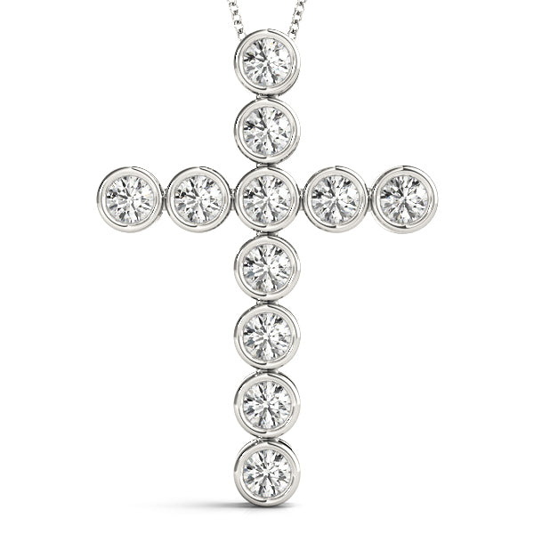 14K White Gold Diamond Cross Pendant Jewelry