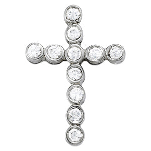 14K White Gold 1 CT Diamond Cross Pendant