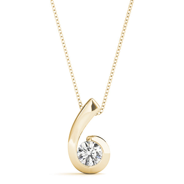 18K Yellow Gold Round Diamond Solitaire Pendant 0.5 CT