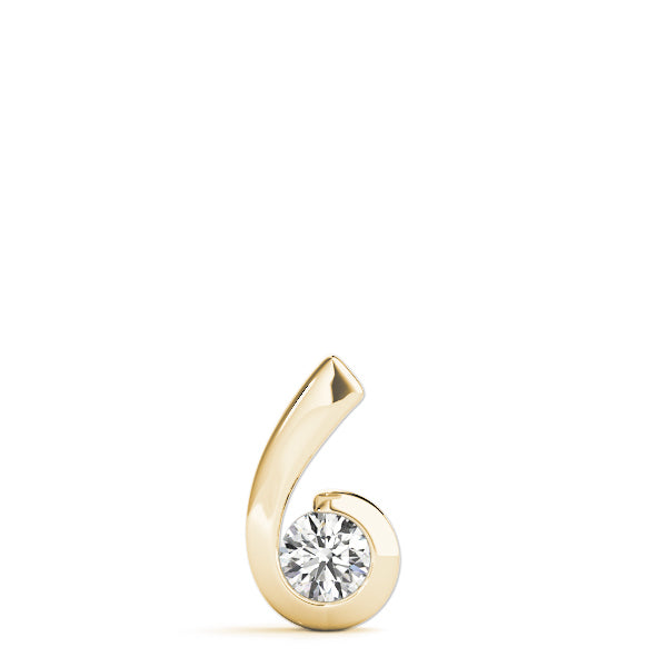 18K Yellow Gold Round Diamond Solitaire Pendant 0.5 CT