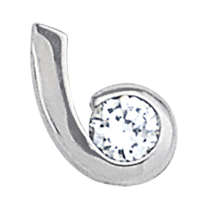 14K White Gold Round Diamond Solitaire Pendant