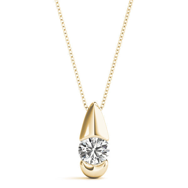 0.5CT Lab Diamond 14K Yellow Gold Solitaire Pendant