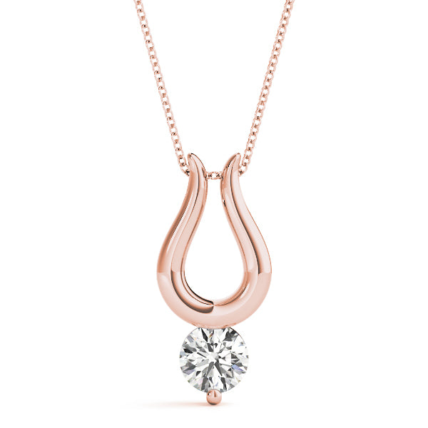 18K Rose Gold Round Diamond Pendant