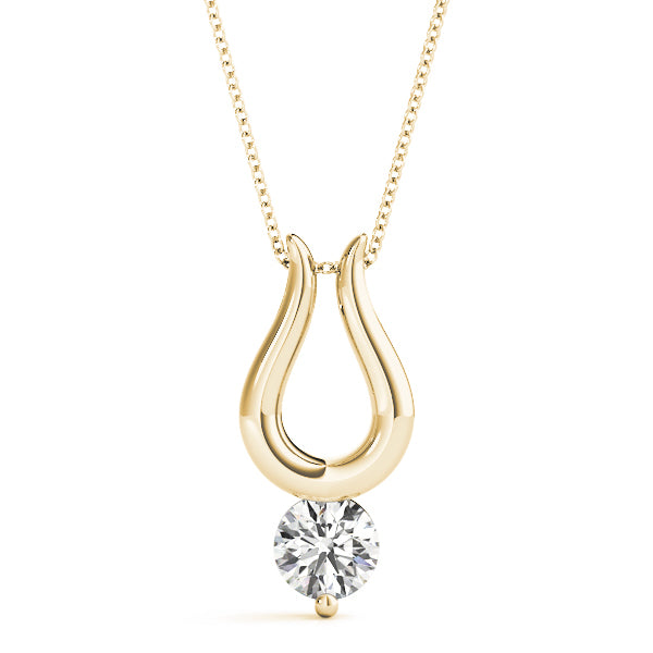0.5CT Lab Diamond 14K Yellow Gold Solitaire Pendant