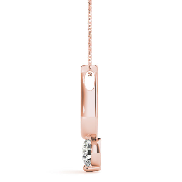 18K Rose Gold Round Diamond Pendant