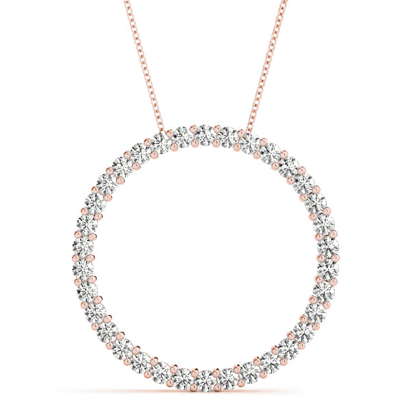 18K Rose Gold Diamond Circle Pendant