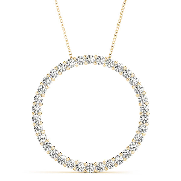 14K Yellow Gold Diamond Circle Pendant