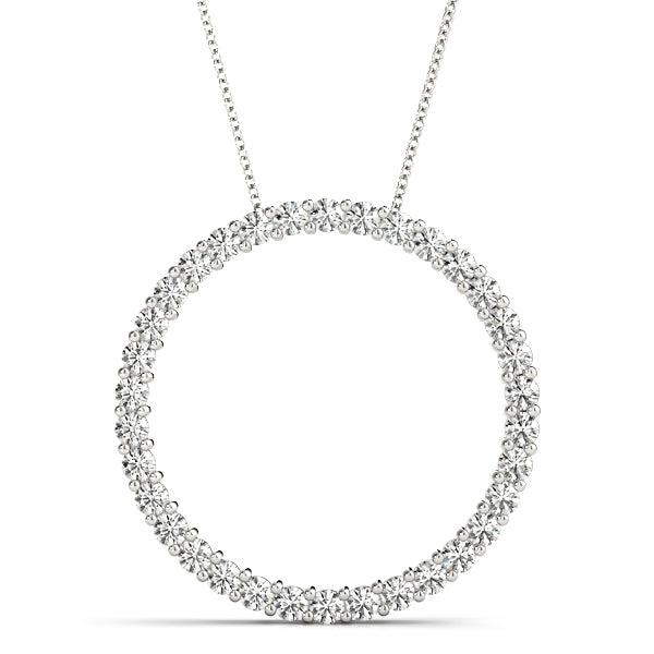 Platinum White Diamond Circle Pendant