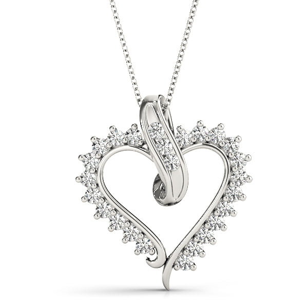 18K White Gold Diamond Heart Pendant