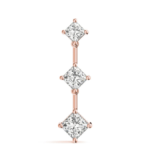 Rose Gold Lab Diamond 3-Stone Square Pendant