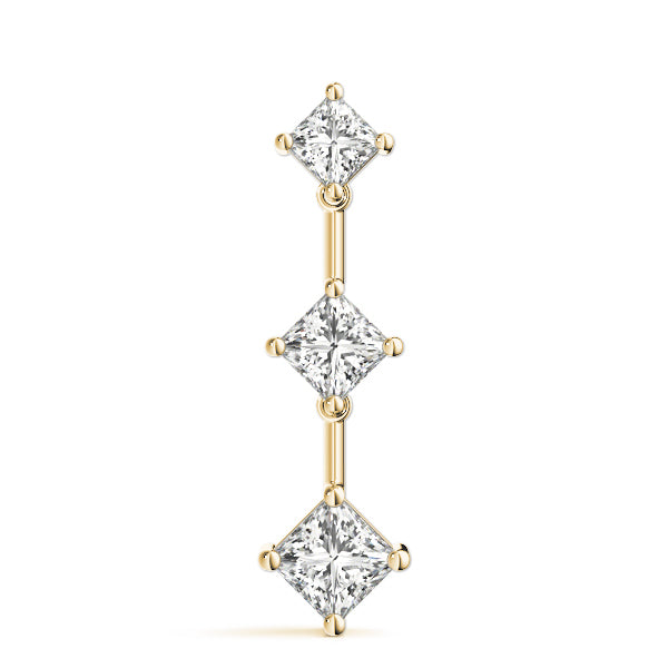 14K Yellow Gold Lab Diamond 3-Stone Square Pendant