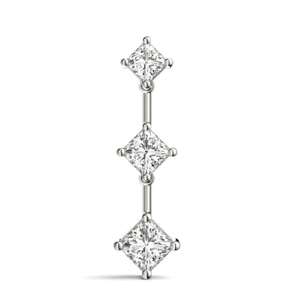 18K White Gold Square Diamond 3-Stone Pendant