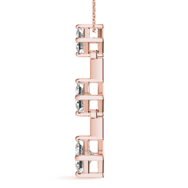 Rose Gold Lab Diamond 3-Stone Square Pendant