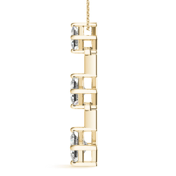 14K Yellow Gold Lab Diamond 3-Stone Square Pendant