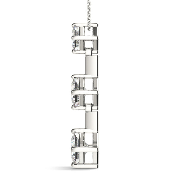 18K White Gold Square Diamond 3-Stone Pendant