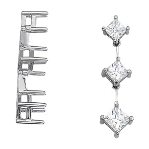 14K White Gold Square Diamond Three-Stone Pendant