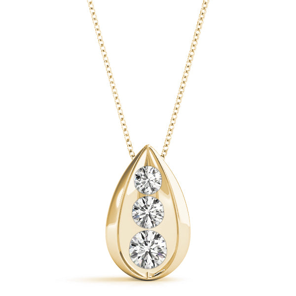 14K Yellow Gold Lab Diamond 3-Stone Pendant