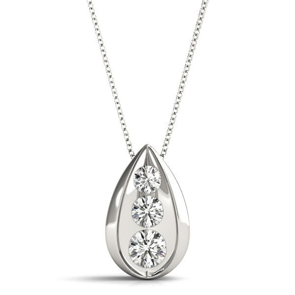 Platinum White Lab Diamond 3-Stone Pendant