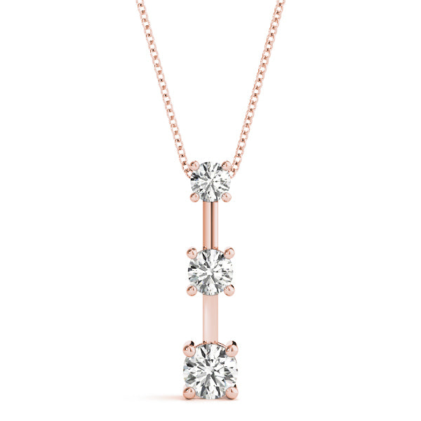 Rose Gold Lab Diamond 3-Stone Pendant | 0.80 CTW