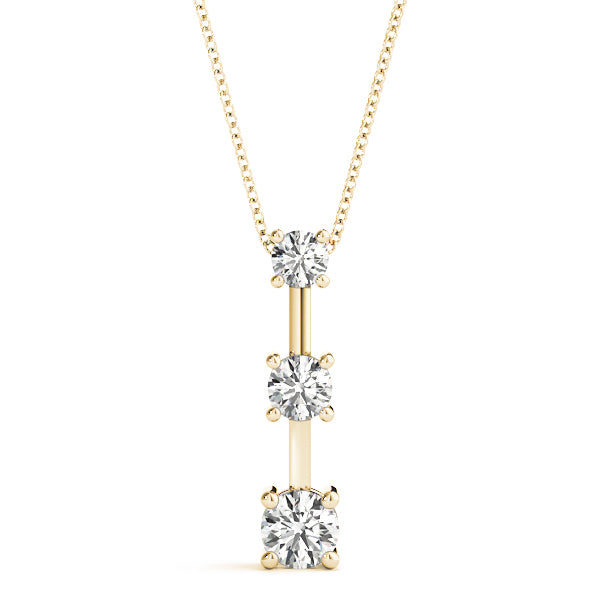 14K Yellow Gold Lab Diamond 3-Stone Pendant