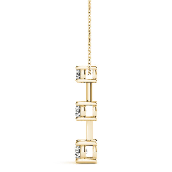 18K Yellow Gold 1 ct Diamond Three-Stone Pendant