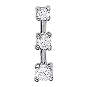 18K White Gold 1 ctw Round Diamond Three-Stone Pendant