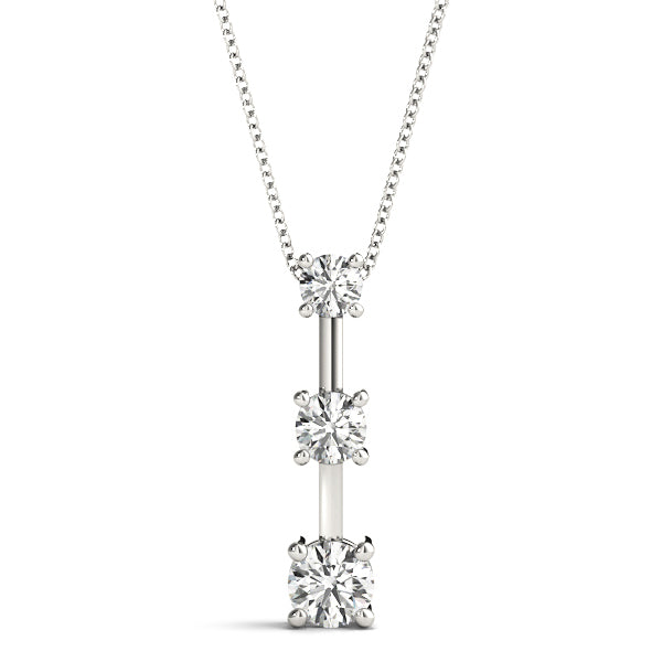 14K White Gold Lab Diamond 3-Stone Pendant
