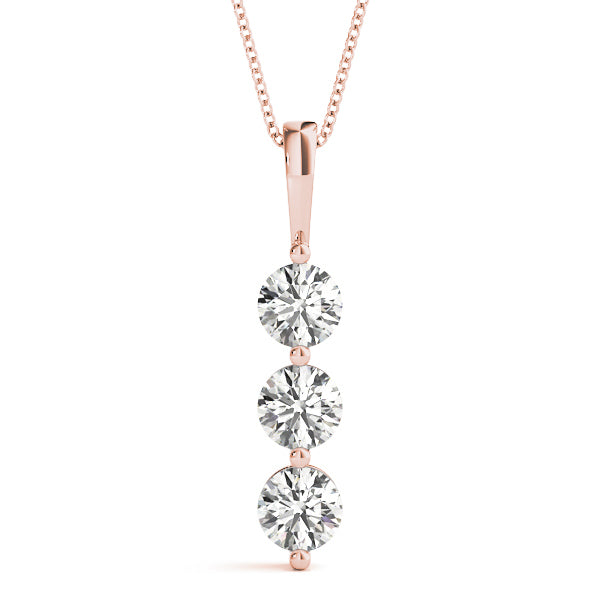 Rose Gold 3-Stone Lab Diamond Pendant