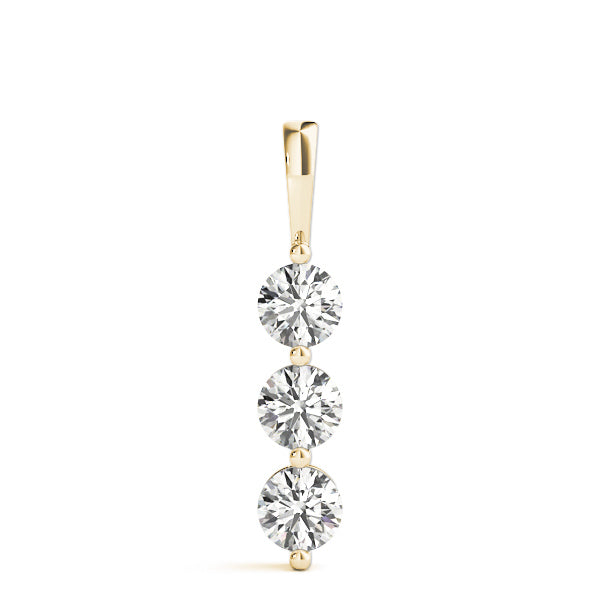18K Yellow Gold Round Diamond 3-Stone Pendant