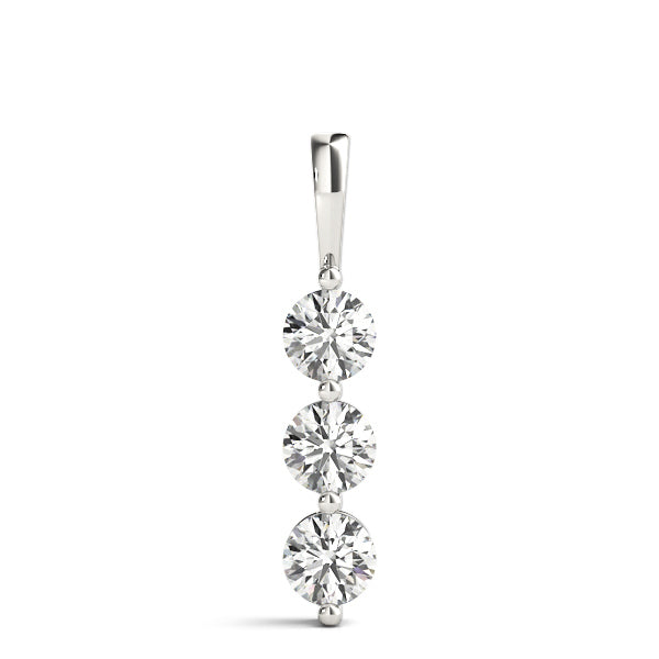 14K White Gold Lab Diamond 3-Stone Pendant
