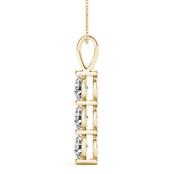 18K Yellow Gold Round Diamond 3-Stone Pendant