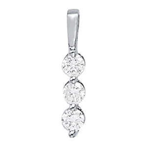 18K White Gold 1 CT Three Stone Diamond Pendant