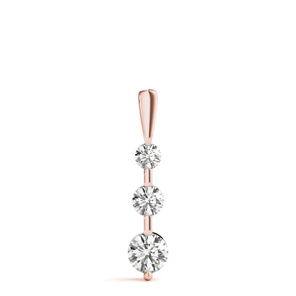 Rose Gold 1/2 ctw Diamond Three-Stone Pendant Necklace