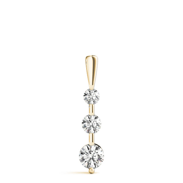 18K Yellow Gold Diamond Three Stone Pendant Necklace
