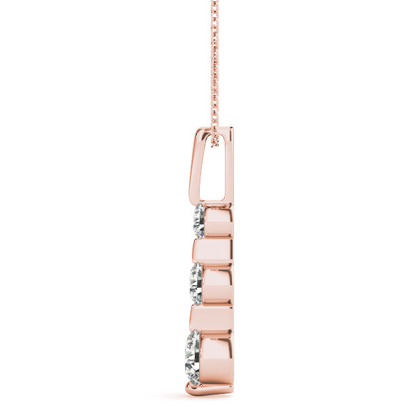 14K Rose Gold Lab Diamond 3-Stone Pendant