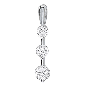Platinum 0.5 CT Round Diamond Three Stone Pendant