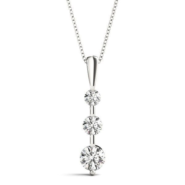 White Gold 3-Stone Lab Diamond Pendant