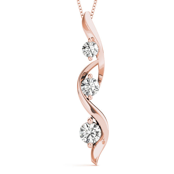14K Rose Gold Lab Diamond 3-Stone Pendant