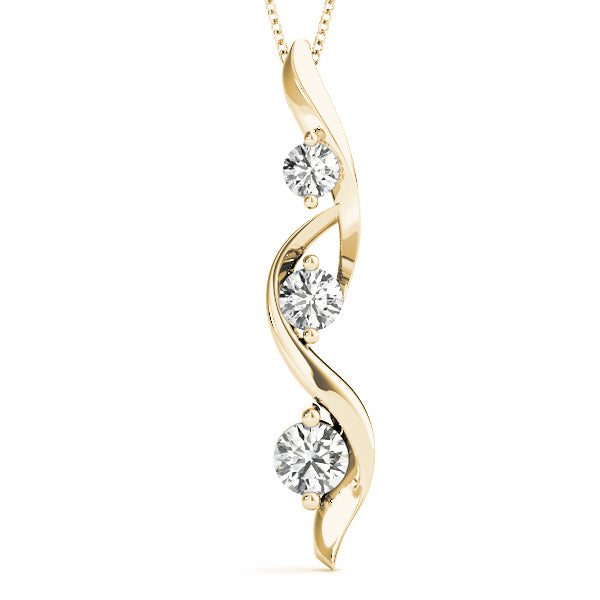 18K Yellow Gold 1/2 ct Diamond Three-Stone Pendant