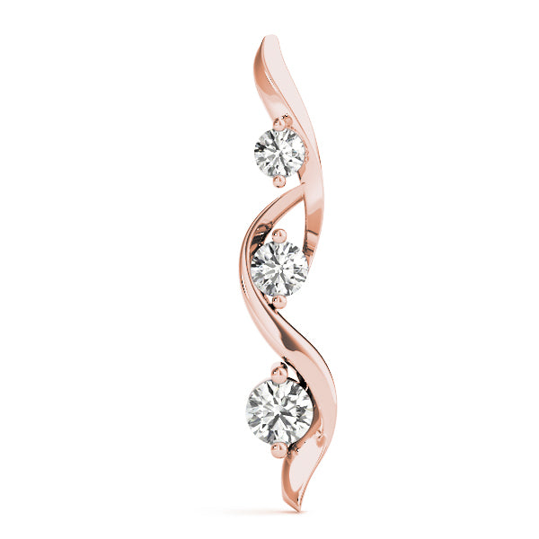 14K Rose Gold Lab Diamond 3-Stone Pendant