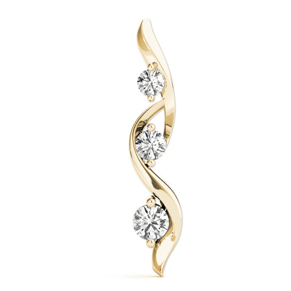 18K Yellow Gold Round Lab Diamond 3-Stone Pendant
