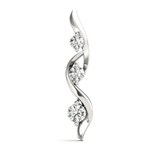 18K White Gold 0.35ctw Diamond Three Stone Pendant