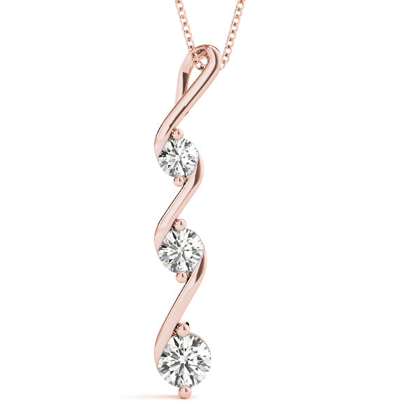 Rose Gold Lab Diamond 3-Stone Pendant 0.40ctw