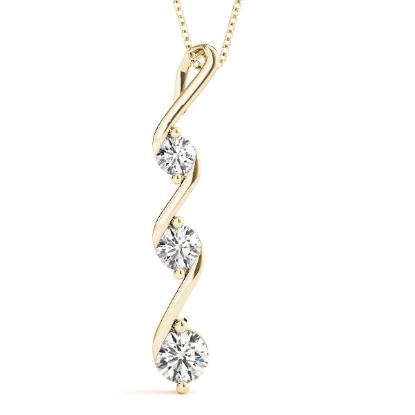 18K Yellow Gold 0.35ctw Diamond Three Stone Pendant