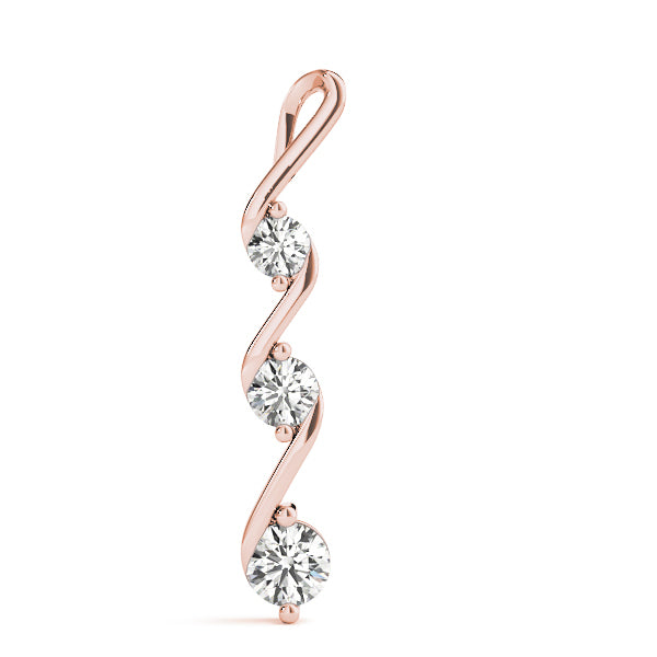 14K Rose Gold Lab Diamond 3-Stone Pendant