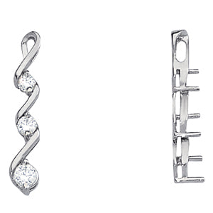 18K White Gold 1/2 ctw Three Stone Diamond Pendant